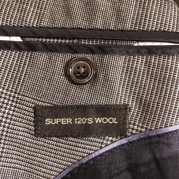 MASSIMO DUTTI HOUNDSTOOTH 100% WOOL SUIT SIZE 46/38 - Picture 7 of 16